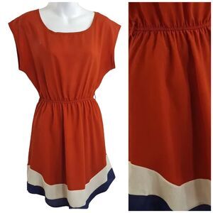Mixxed 26 Dress Womens Medium Orange Blue Short Sleeve Work Office Sporty
